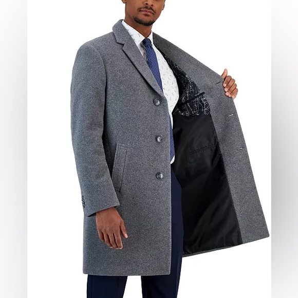 Nautica Wool Blend Grey Cashmere Blend Top Coat Men’s Dress Coat size 40R - Picture 7 of 11